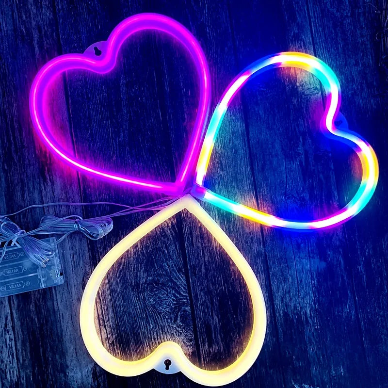 Bedroom Night Lights Neon Heart Lamp