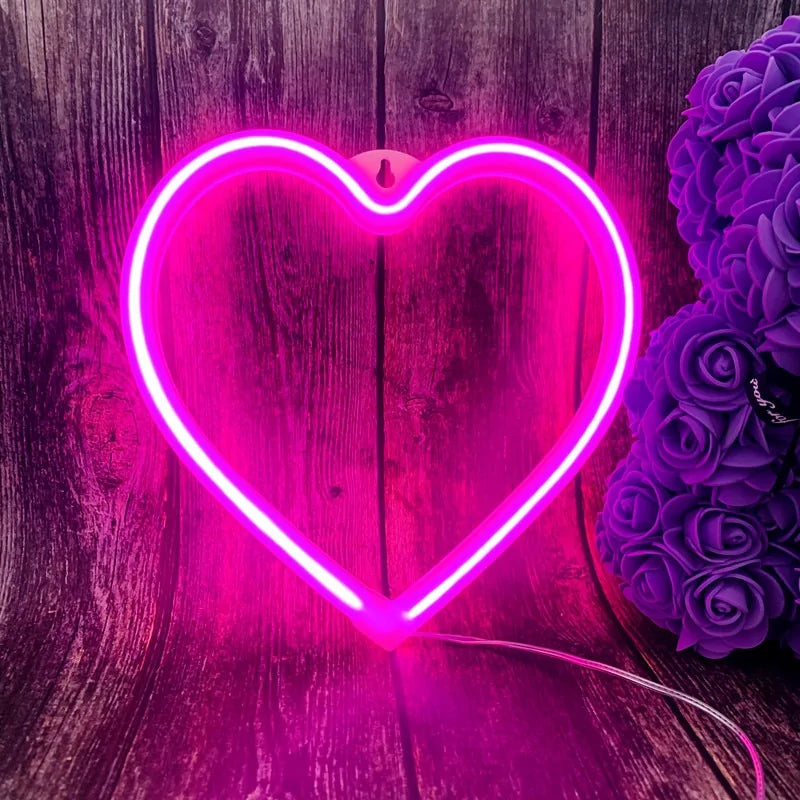 Bedroom Night Lights Neon Heart Lamp