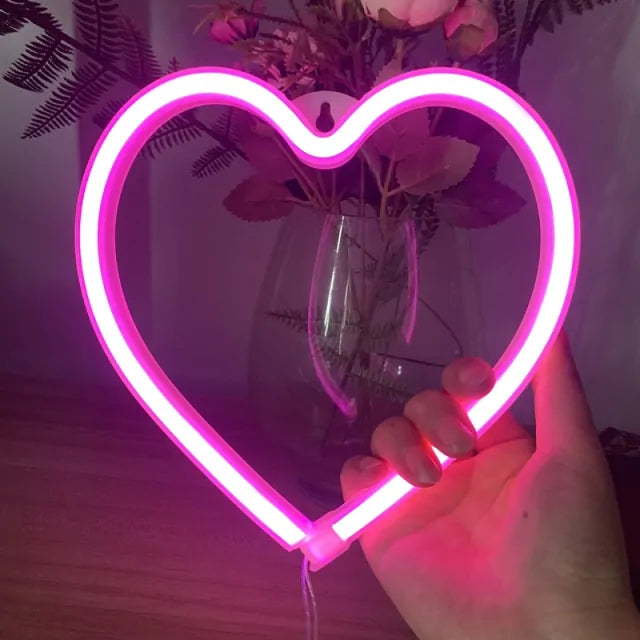 Bedroom Night Lights Neon Heart Lamp